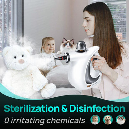 Redhut [2025] Pressurized Handheld Multi-Surface Natural Steam Cleaner with 12 Pcs Accessories Powerful, Chemical-Free, Steamer for Home and Car, Cleaning Washing Machine, Air Conditioner, Kitchen, Summerclean Appliances Tool Household