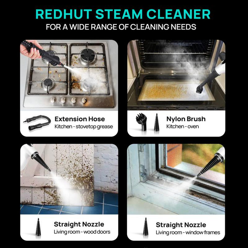 Redhut [2025] Pressurized Handheld Multi-Surface Natural Steam Cleaner with 12 Pcs Accessories Powerful, Chemical-Free, Steamer for Home and Car, Cleaning Washing Machine, Air Conditioner, Kitchen, Summerclean Appliances Tool Household